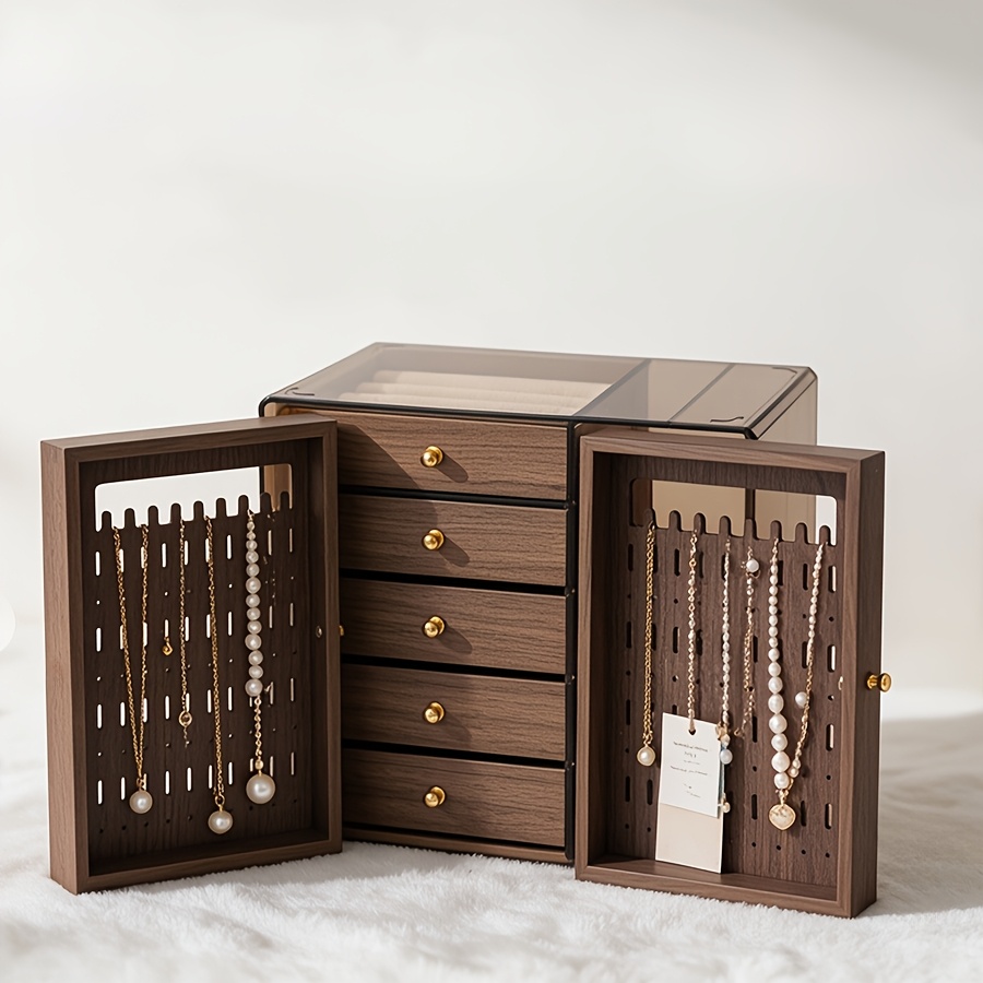 Exquisite Multi-Layer Walnut Jewelry Storage Box